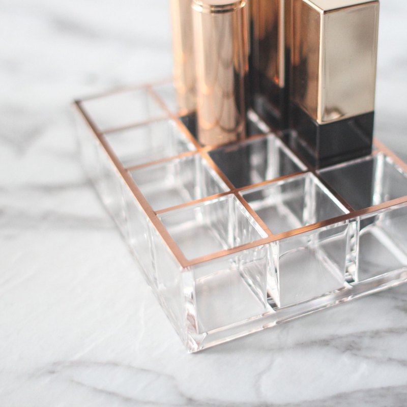 Moosy Life Moonlight Rose Gold Lipstick Organizer, 12 Slots