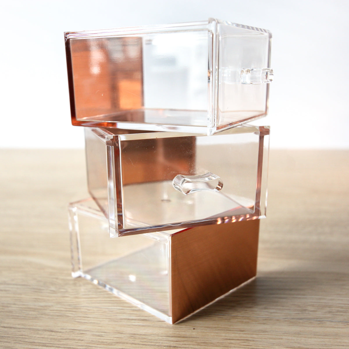 Moosy Life Moonlight Rose Gold Desk Drawers Organizers, 3 Layers