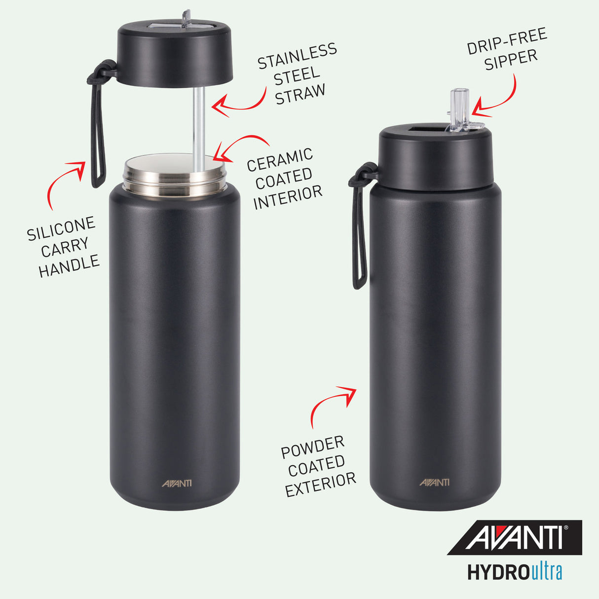 Avanti HydroUltra Insulated Water Bottle w/Strap 1L