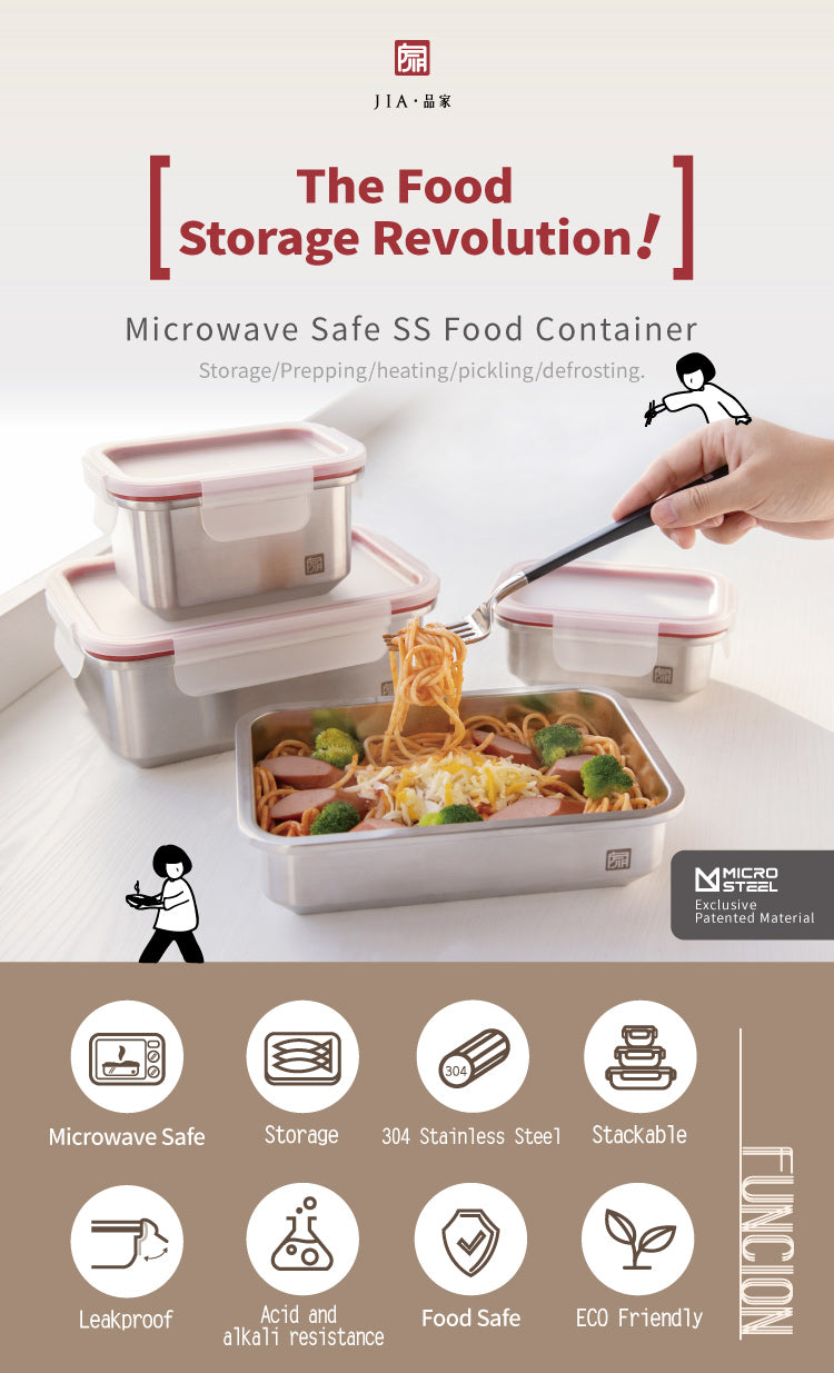 JIA - Microwave Safe SS Food Container 10 pcs Combo with Free silicon Lids