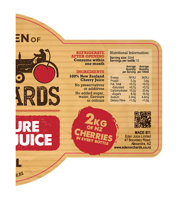 Eden Orchards Pure Cherry Juice 750ml