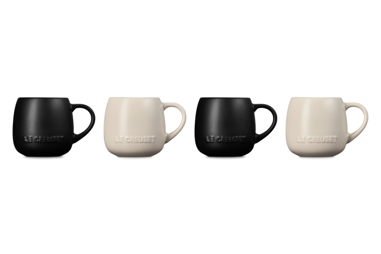 Le Creuset Serenity Mugs Set of 4 (Matte Black / Brioche)