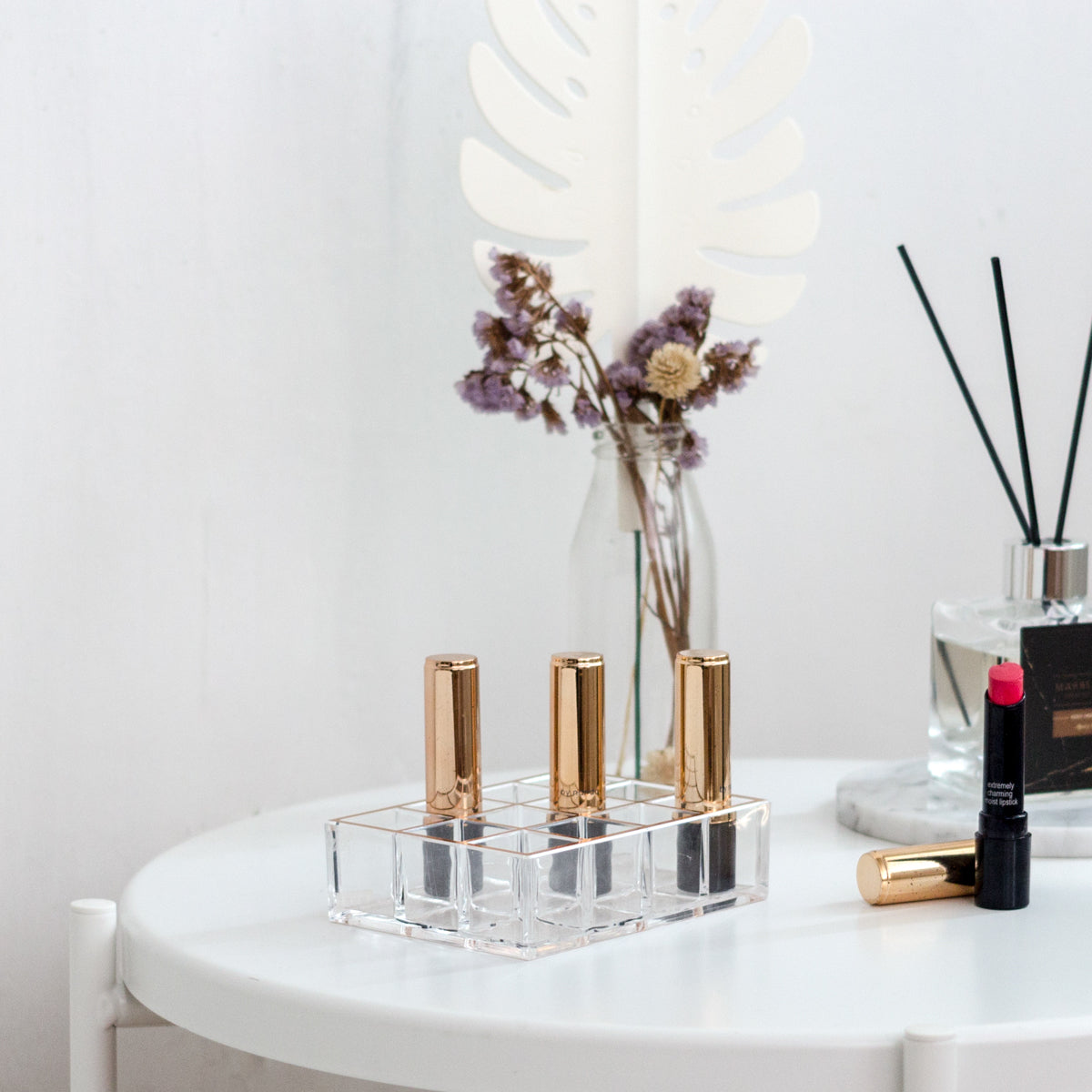 Moosy Life Moonlight Rose Gold Lipstick Organizer, 12 Slots