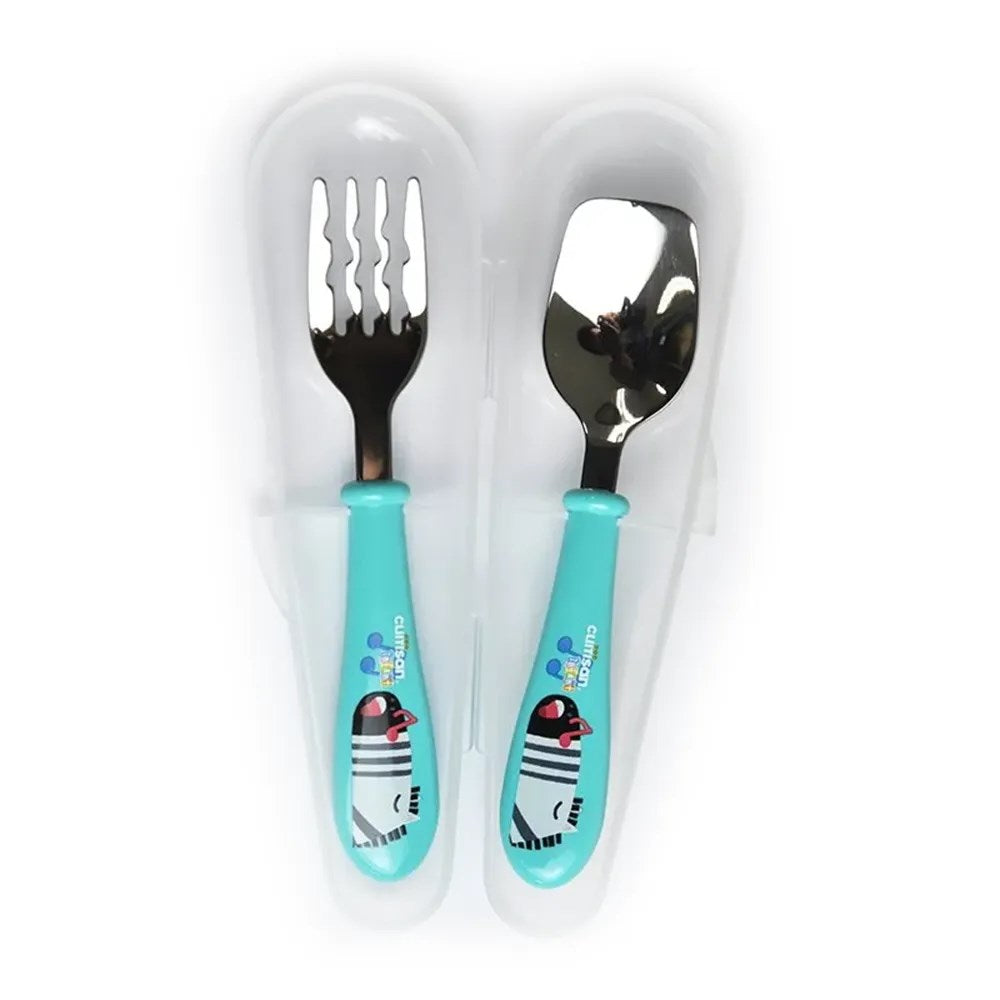 Cuitisan Stainless Steel Infant Kid Smart Spoon and Fork Set with Case