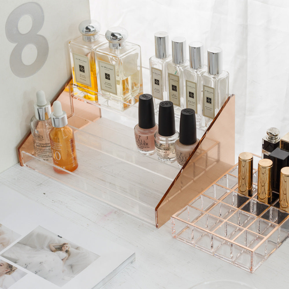 Moosy Life Moonlight Perfume Organizer Tray & Lipstick Organizer 12 slots x 2 Bundle