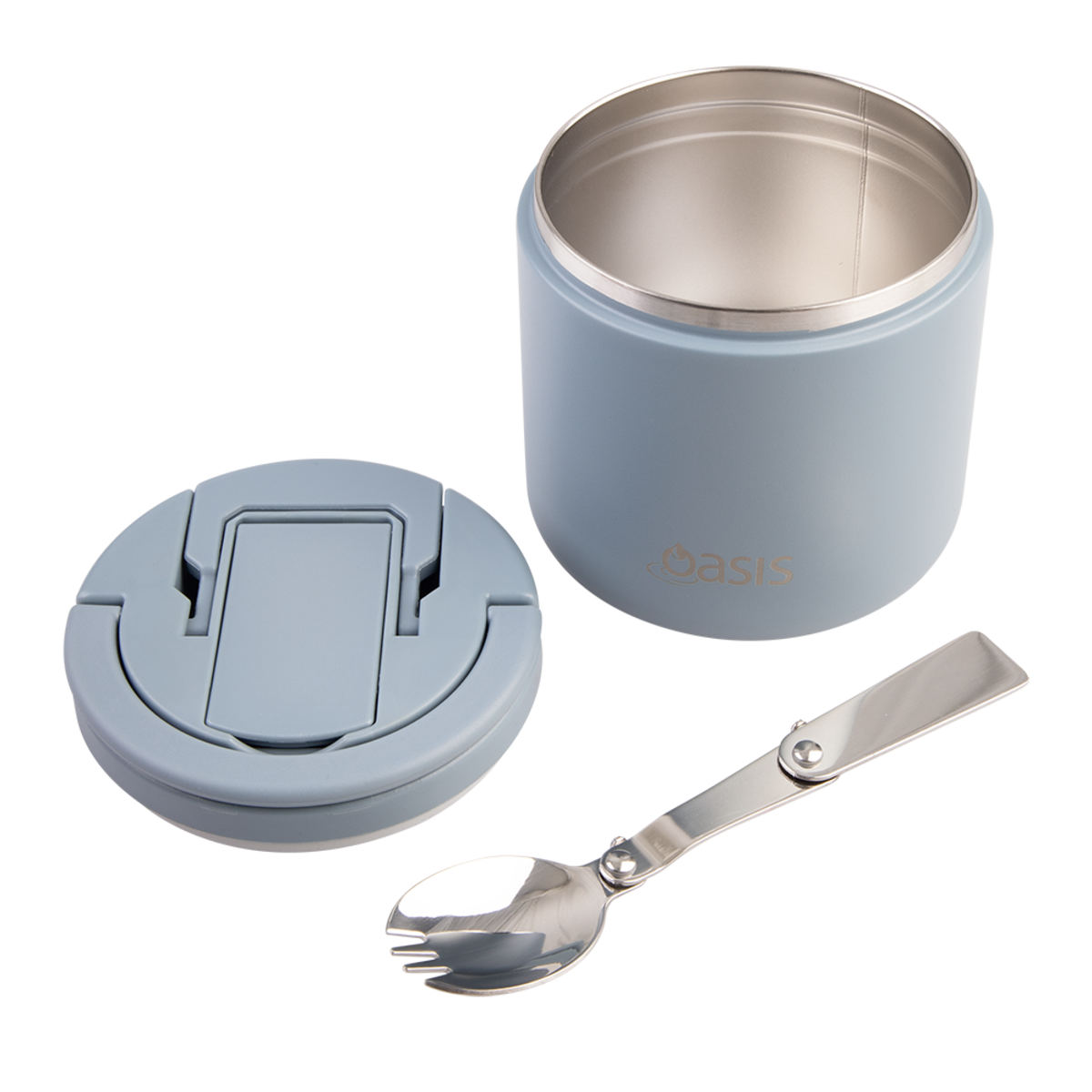 OASIS - Stainless Steel Double Wall Insulated Food Pod Flask w/ Quick Release Lid & Spork 500ml