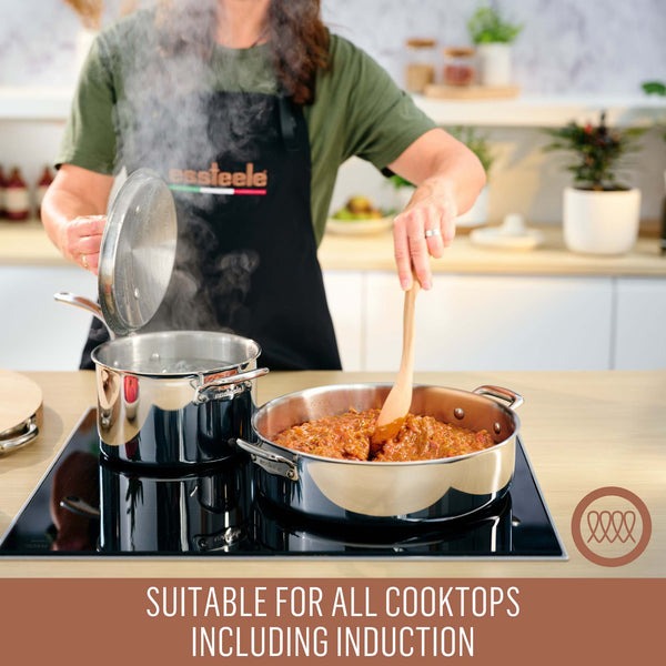 ESSTEELE Eternita Clad Stainless Steel Induction 2 Pc Cookware Set - 26cm Open French Skillet & 30cm Covered Sauteuse