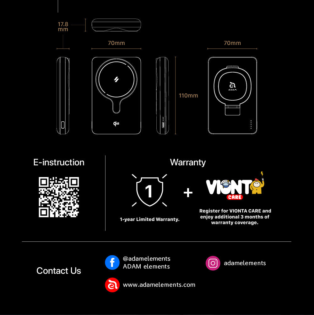 Adam Elements - VIONTA GQ1 Qi2 Magnetic Wireless Power Bank