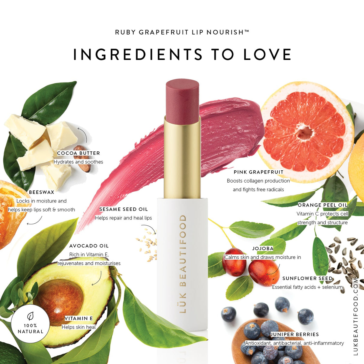 Lük beautifood Lip Nourish - Ruby Grapefruit