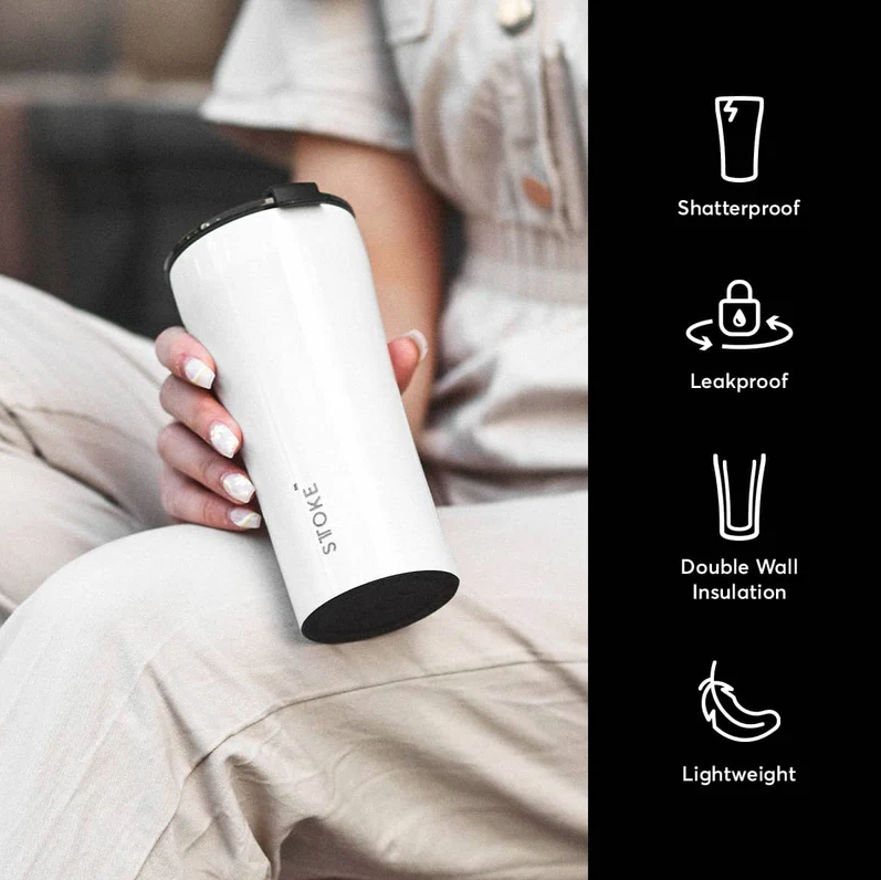 STTOKE Ceramic Reusable Cup 16oz (460ml) - Angel White