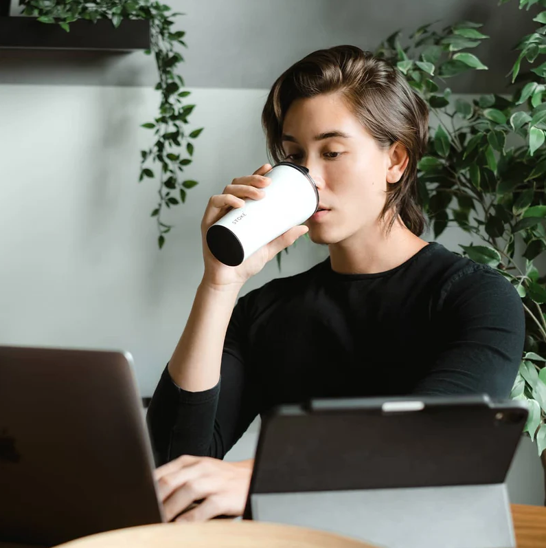 STTOKE Ceramic Reusable Cup 16oz (460ml) - Angel White