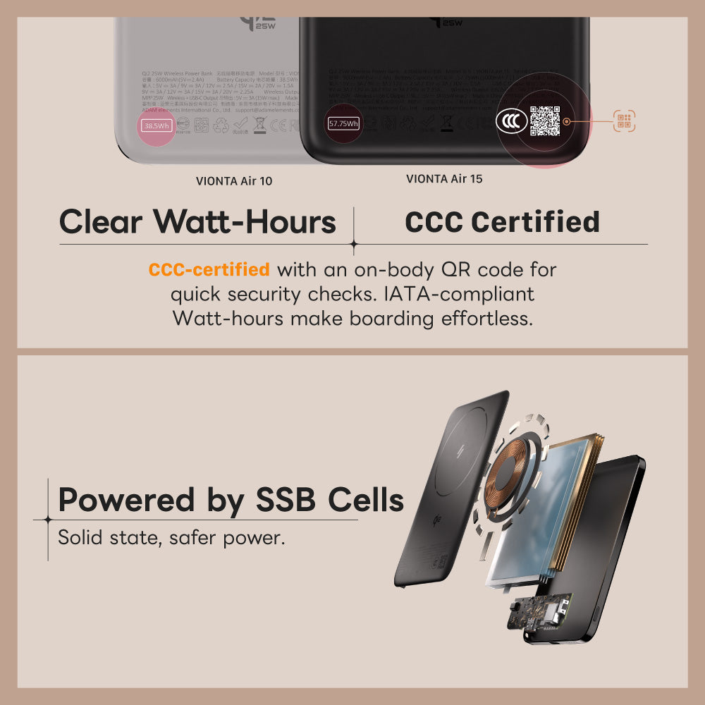 ADAM Elements - VIONTA Air 15 Qi2 25W Wireless Power Bank