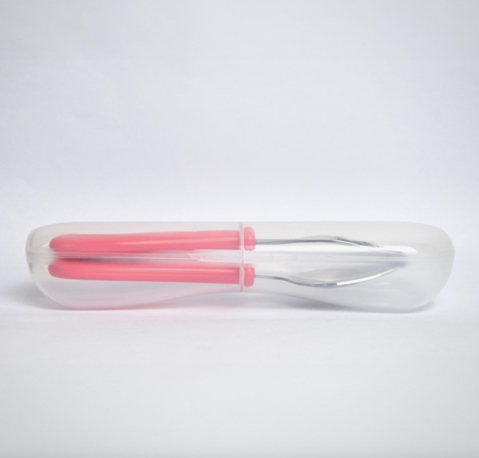 Cuitisan Stainless Steel Infant Kid Smart Spoon and Fork Set with Case