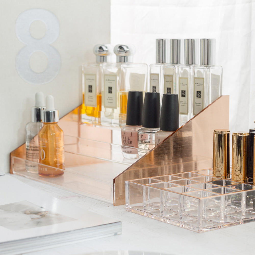 Moosy Life Moonlight Perfume Organizer Tray & Lipstick Organizer 12 slots x 2 Bundle
