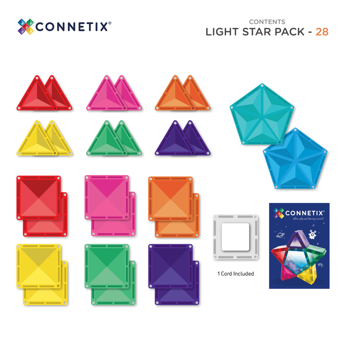 Connetix 28 pc Light Star Pack