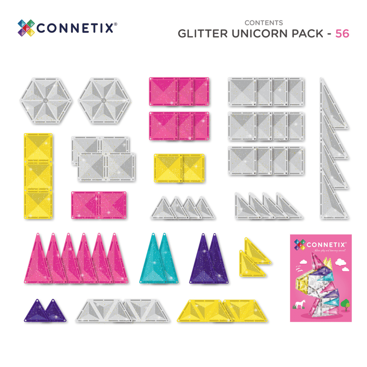 Connetix 56 pc Glitter Unicorn Pack