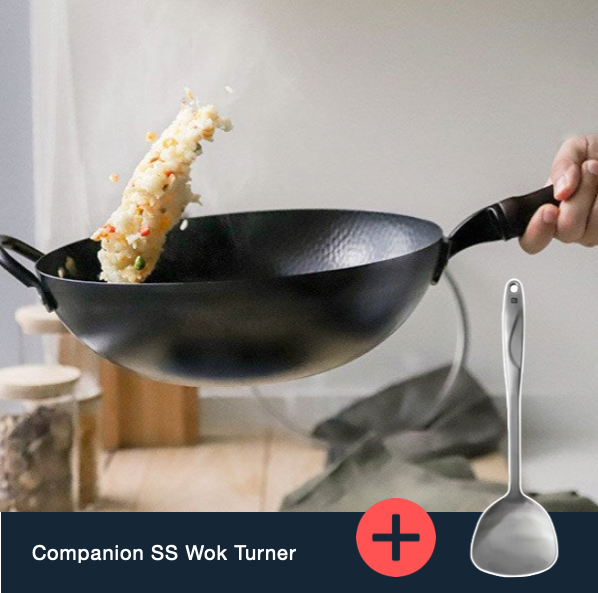 Jia - Companion Carbon Steel Wok 32cm with Lid & FREE Stainless Turner (Limited Time ONLY)