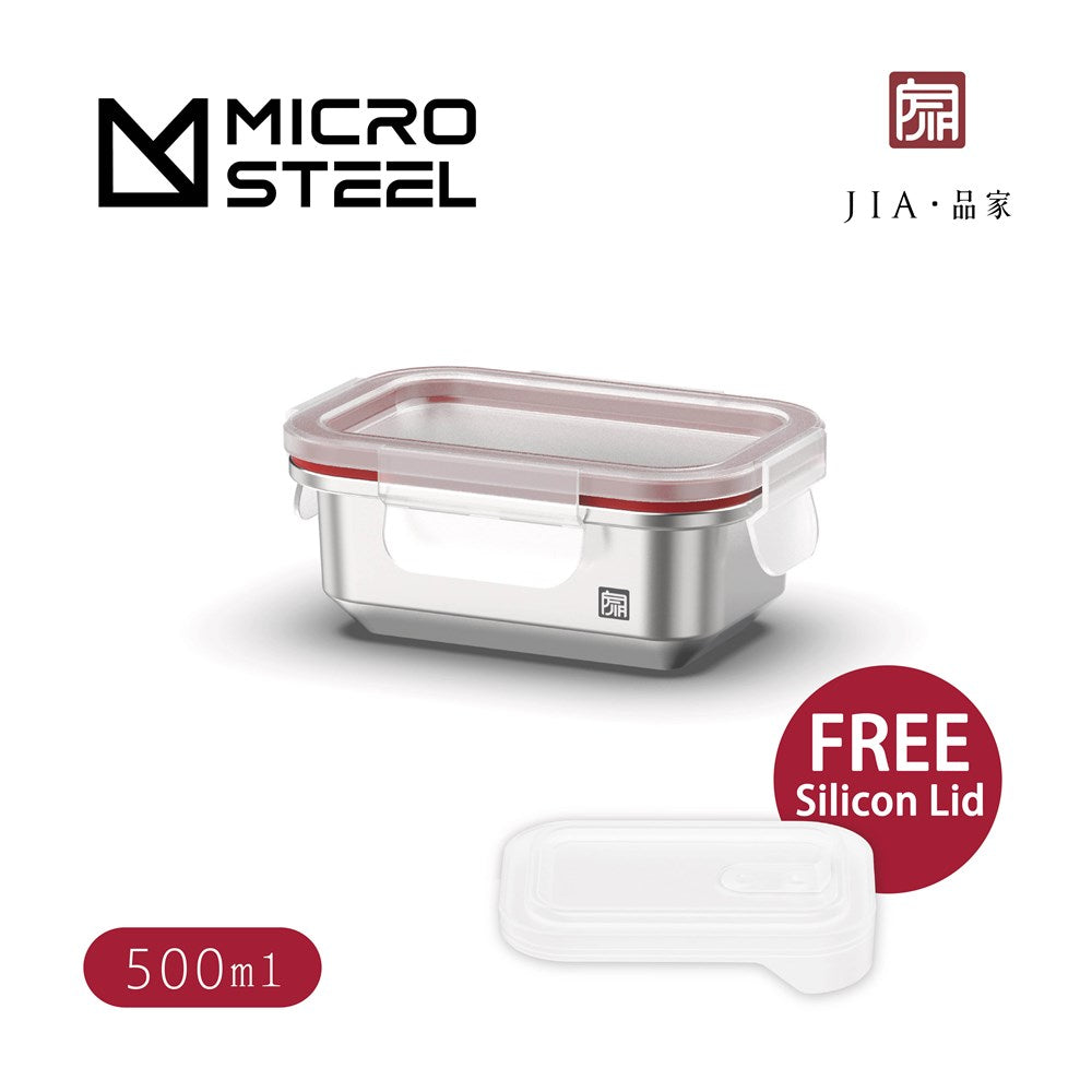 JIA - Microwave Safe Stainless Steel Food Container with FREE Silicon Lids Combo