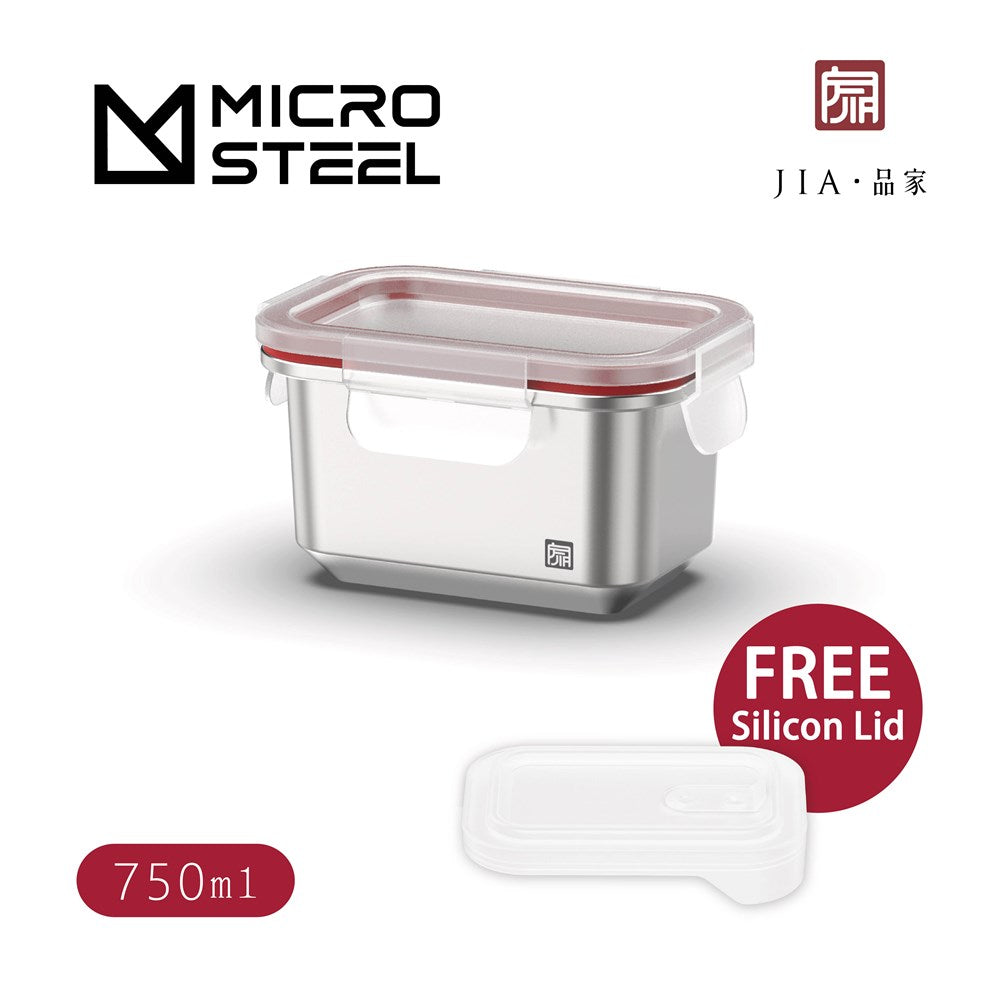 JIA - Microwave Safe Stainless Steel Food Container with FREE Silicon Lids Combo