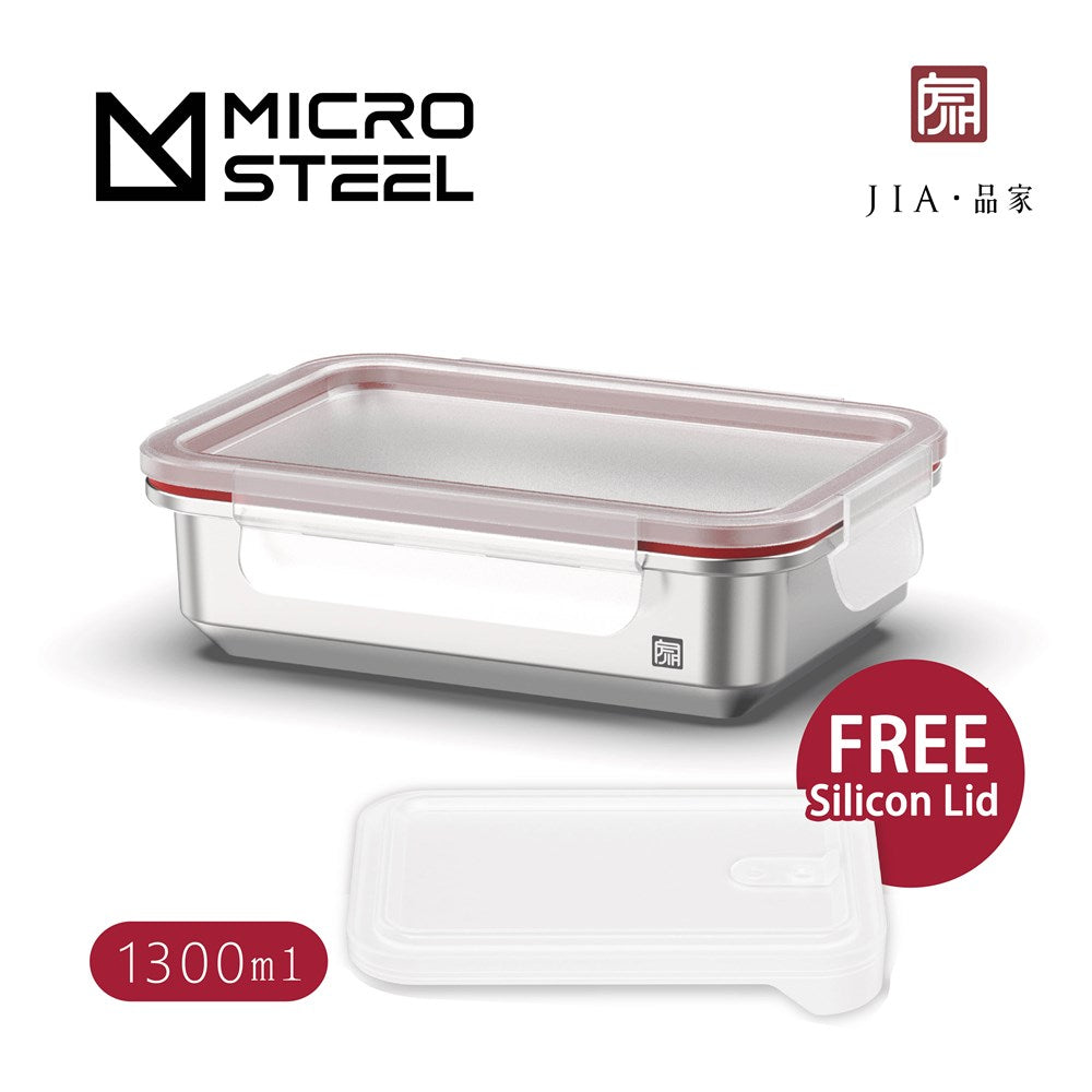 JIA - Microwave Safe Stainless Steel Food Container with FREE Silicon Lids Combo