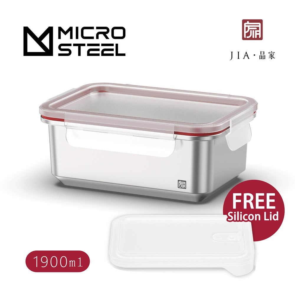 JIA - Microwave Safe Stainless Steel Food Container with FREE Silicon Lids Combo