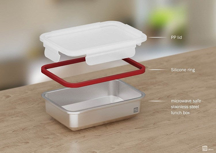 JIA - Microwave Safe Stainless Steel Food Container with FREE Silicon Lids Combo