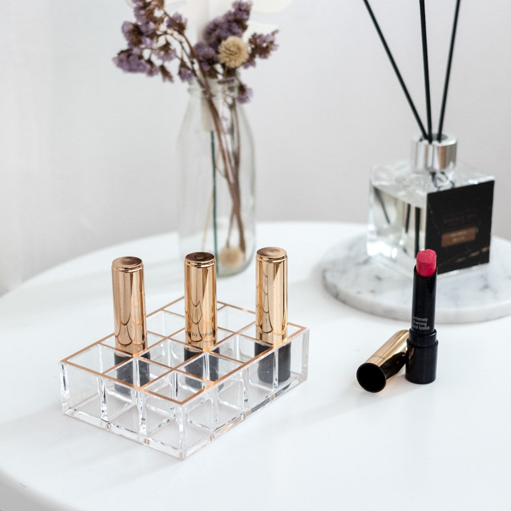 Moosy Life Moonlight Rose Gold Lipstick Organizer, 12 Slots
