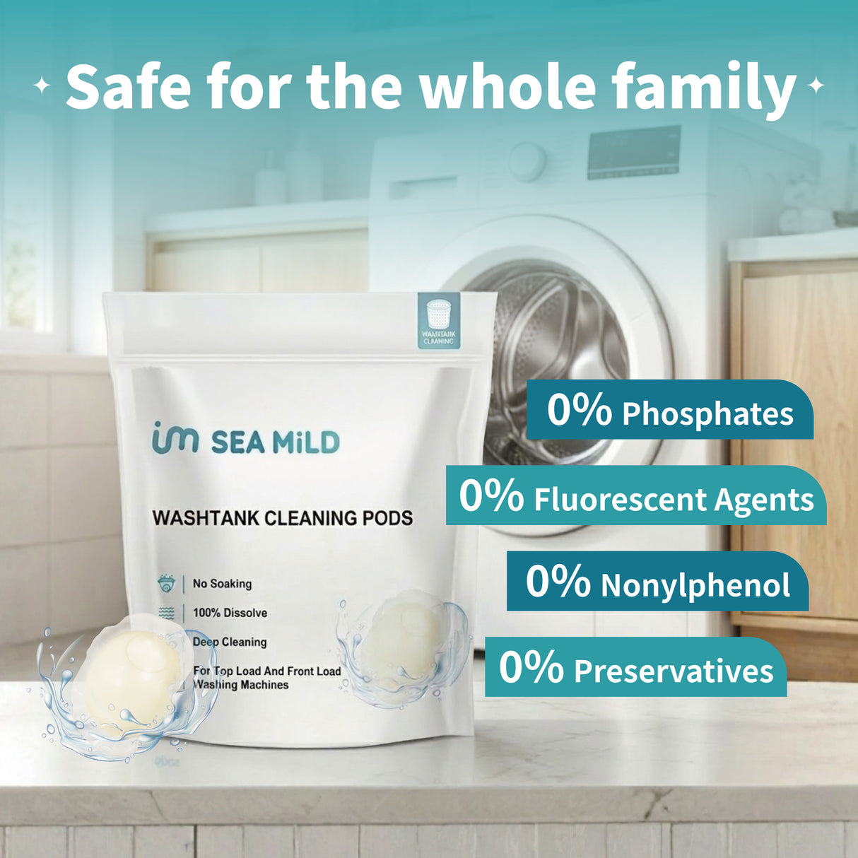 Sea Mild Eco-friendly Washing Machine Cleaner Pods (6 pcs) x 3 Packs Bundle