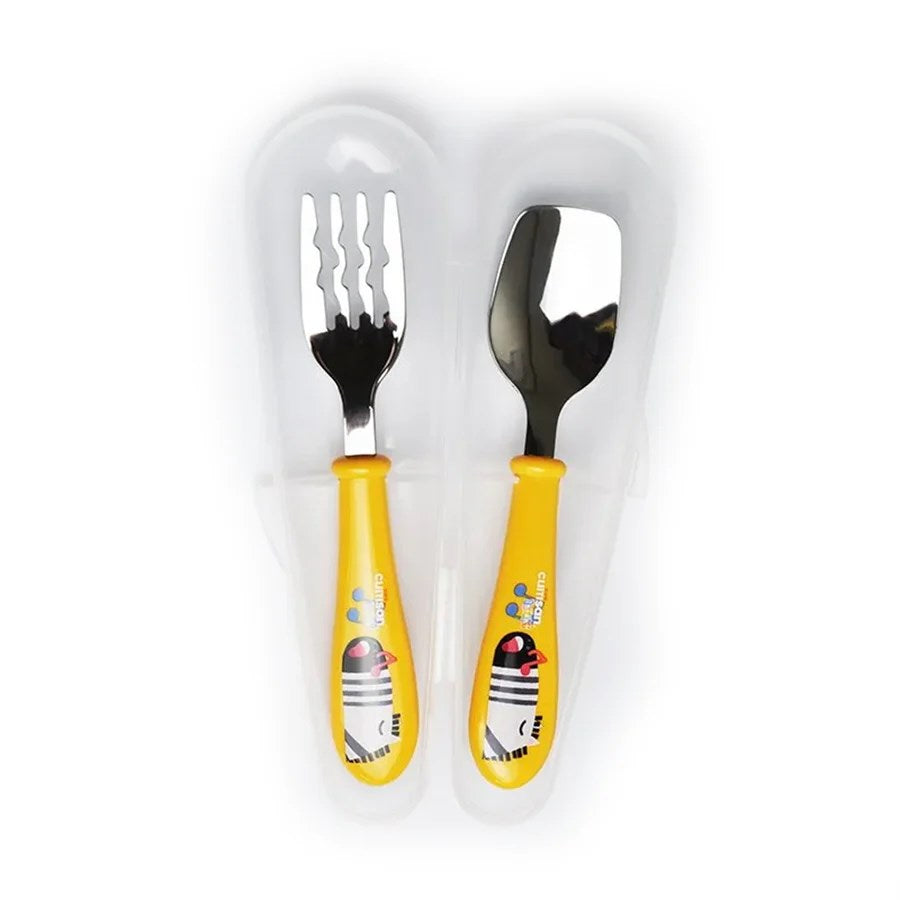 Cuitisan Stainless Steel Infant Kid Smart Spoon and Fork Set with Case