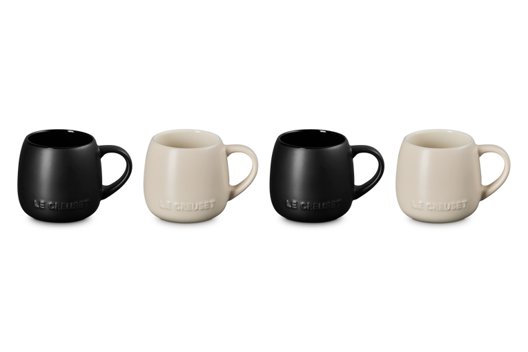 Le Creuset Serenity Mugs Set of 4 (Matte Black / Brioche)