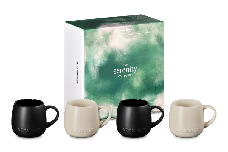 Le Creuset Serenity Mugs Set of 4 (Matte Black / Brioche)