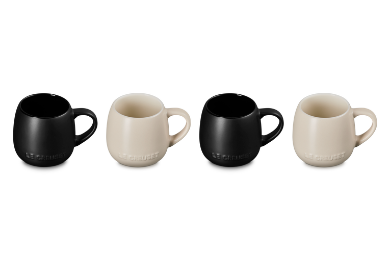 Le Creuset Serenity Mugs Set of 4 (Matte Black / Brioche)