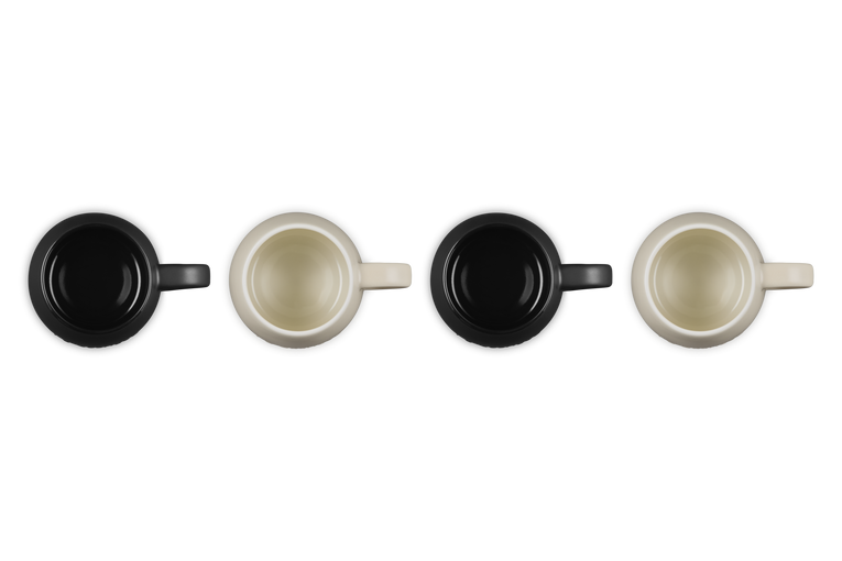 Le Creuset Serenity Mugs Set of 4 (Matte Black / Brioche)