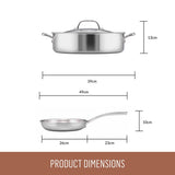 ESSTEELE Eternita Clad Stainless Steel Induction 2 Pc Cookware Set - 26cm Open French Skillet & 30cm Covered Sauteuse