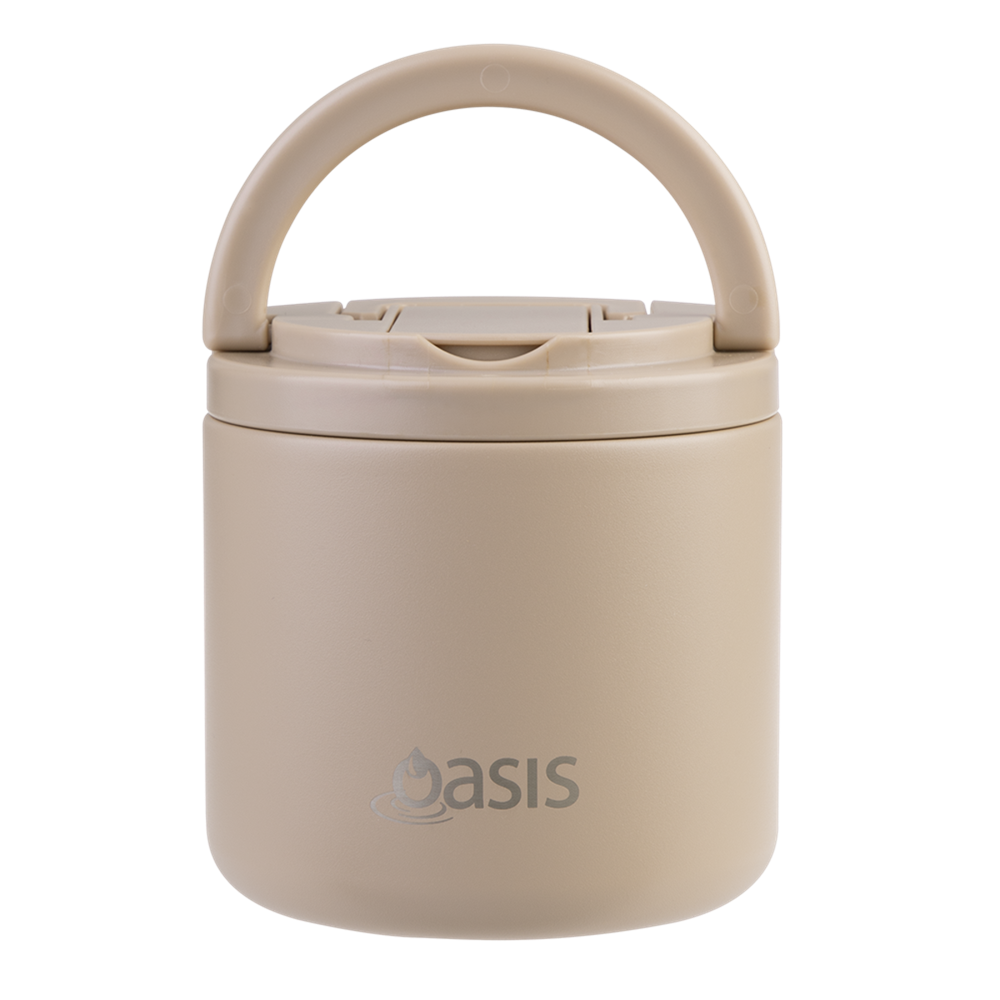 OASIS - Stainless Steel Double Wall Insulated Food Pod Flask w/ Quick Release Lid & Spork 500ml