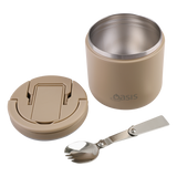 OASIS - Stainless Steel Double Wall Insulated Food Pod Flask w/ Quick Release Lid & Spork 500ml
