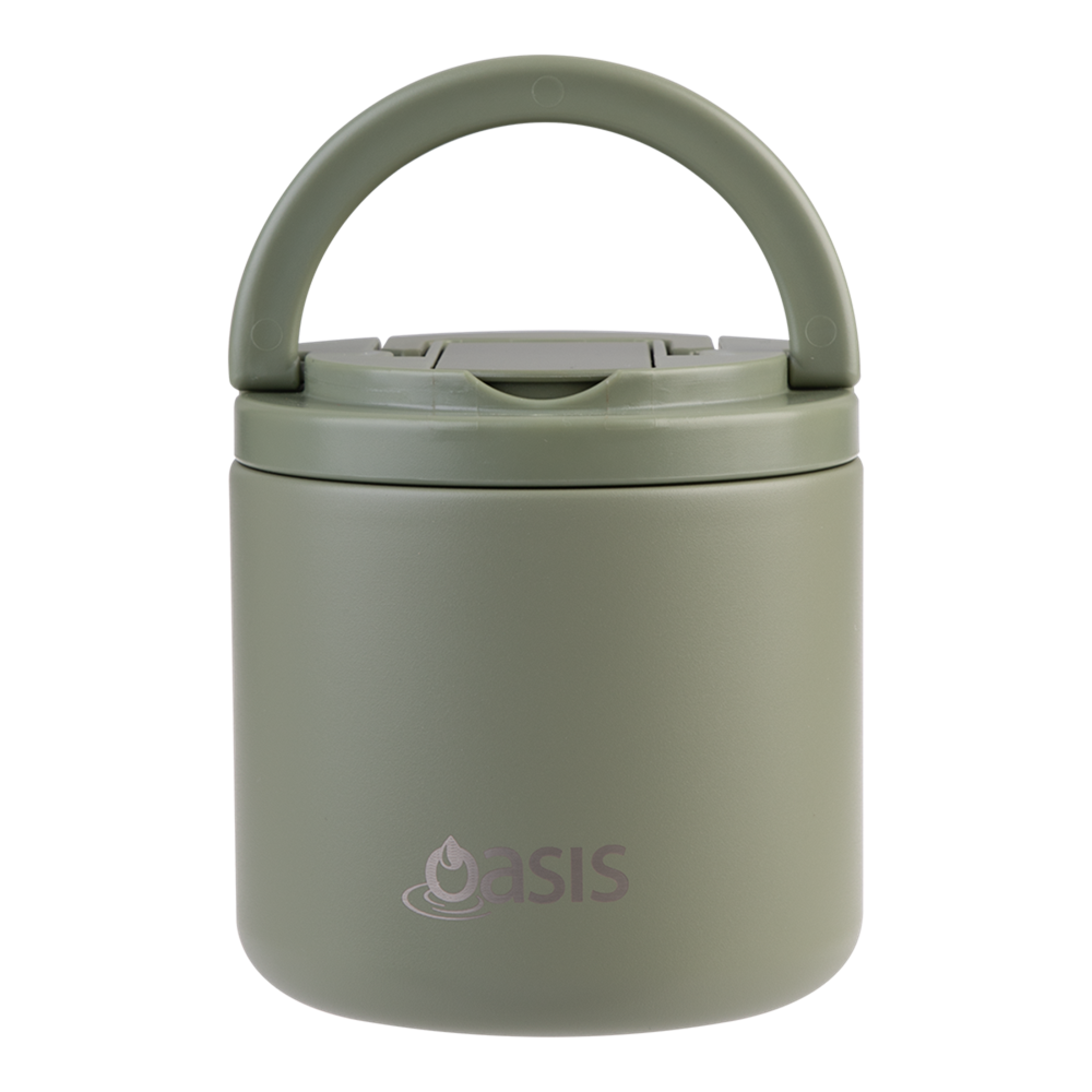 OASIS - Stainless Steel Double Wall Insulated Food Pod Flask w/ Quick Release Lid & Spork 500ml