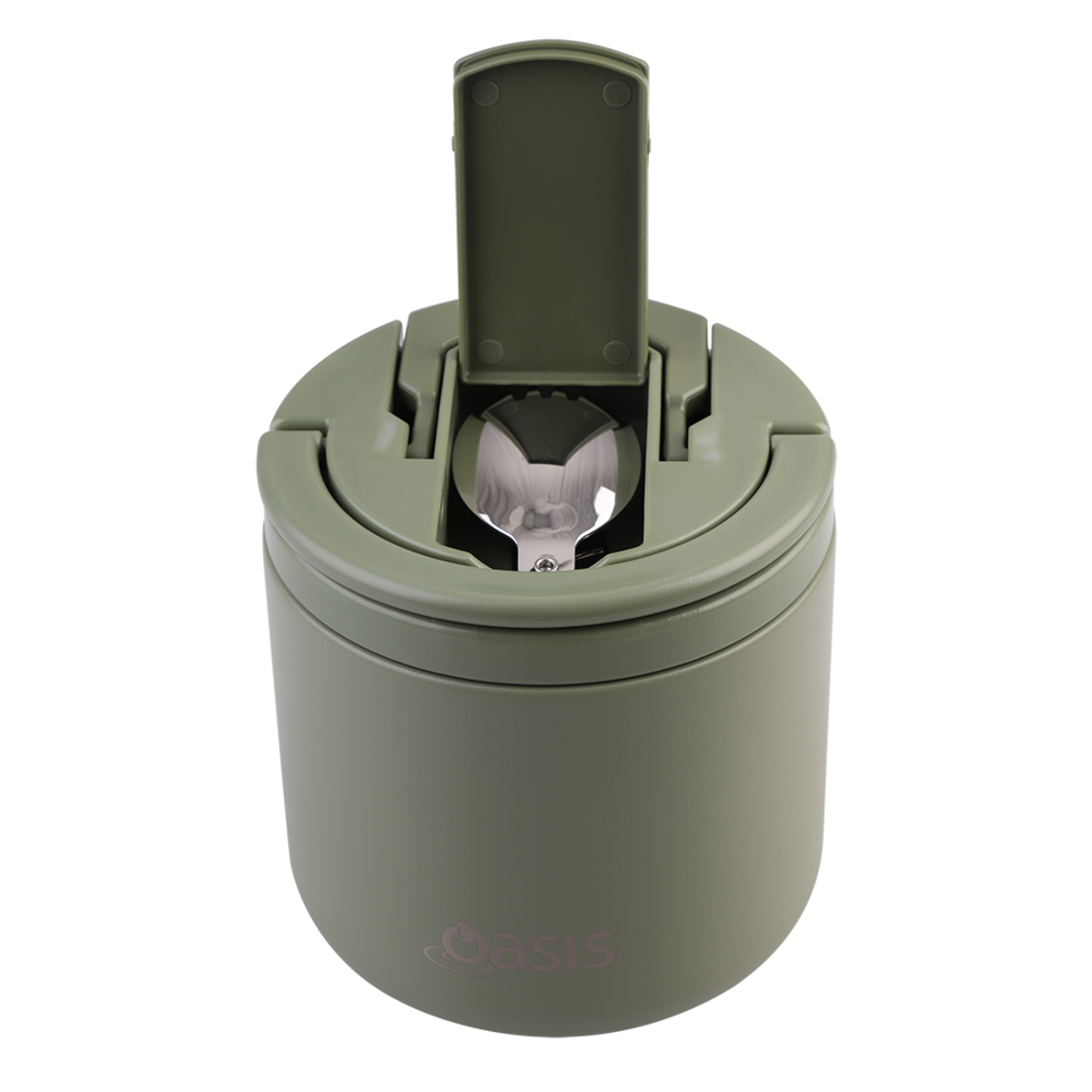 OASIS - Stainless Steel Double Wall Insulated Food Pod Flask w/ Quick Release Lid & Spork 500ml