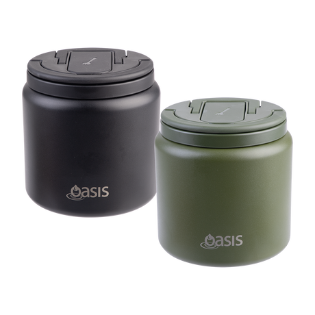 OASIS - Stainless Steel Insulated Food Pod Flask w/ Quick Release Lid & Spork 700ml