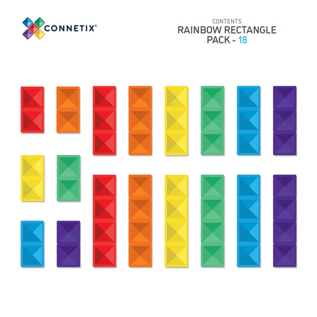Connetix 18 pc Rainbow Rectangle Pack