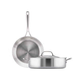 ESSTEELE Eternita Clad Stainless Steel Induction 2 Pc Cookware Set - 26cm Open French Skillet & 30cm Covered Sauteuse
