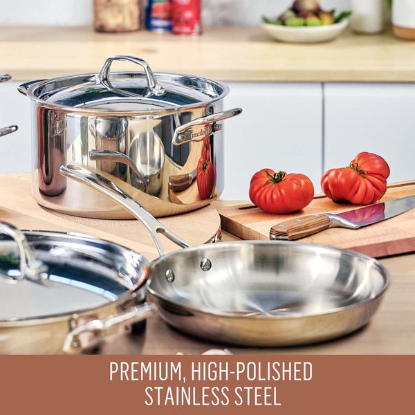 ESSTEELE Eternita Clad Stainless Steel Induction 2 Pc Cookware Set - 26cm Open French Skillet & 30cm Covered Sauteuse