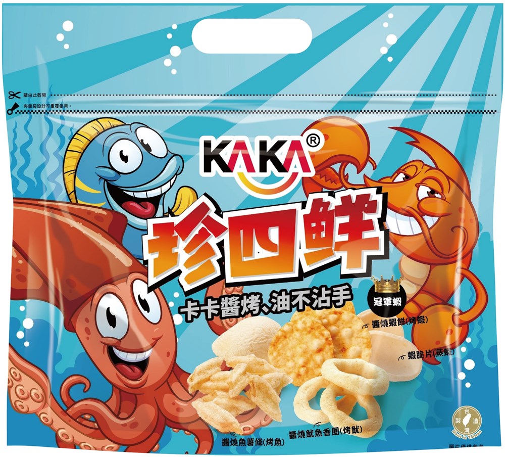 KAKA - BBQ Seafood Mixed Shrimp Chips - Classic Flavour 120g 【KAKA】珍四鮮 冠軍蝦