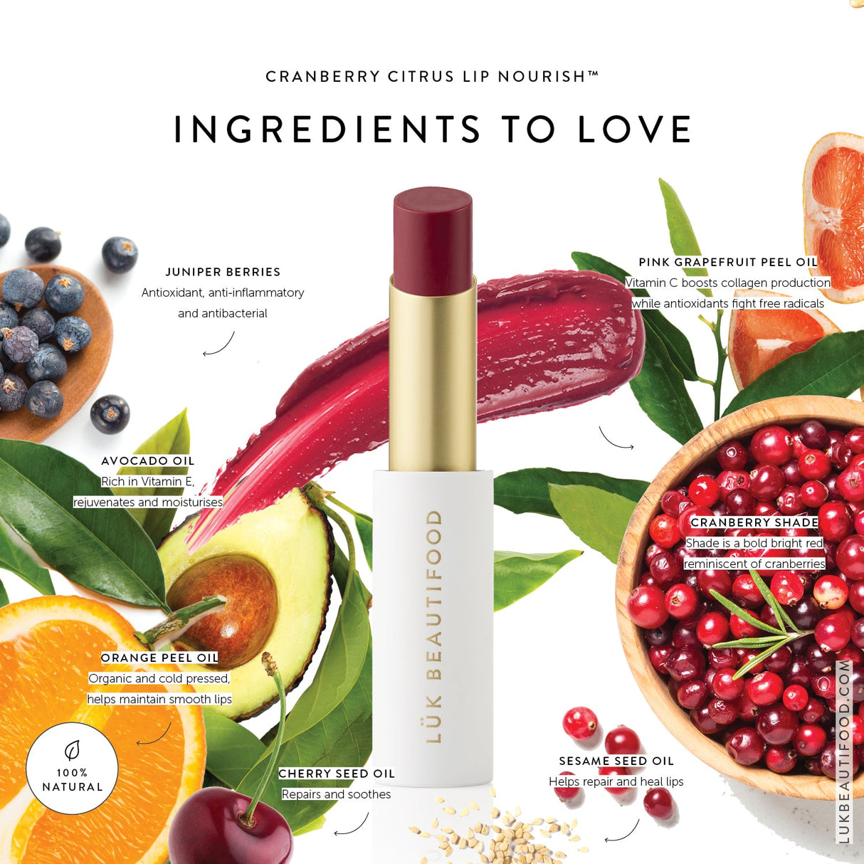 Lük beautifood Lip Nourish - Cranberry Citrus