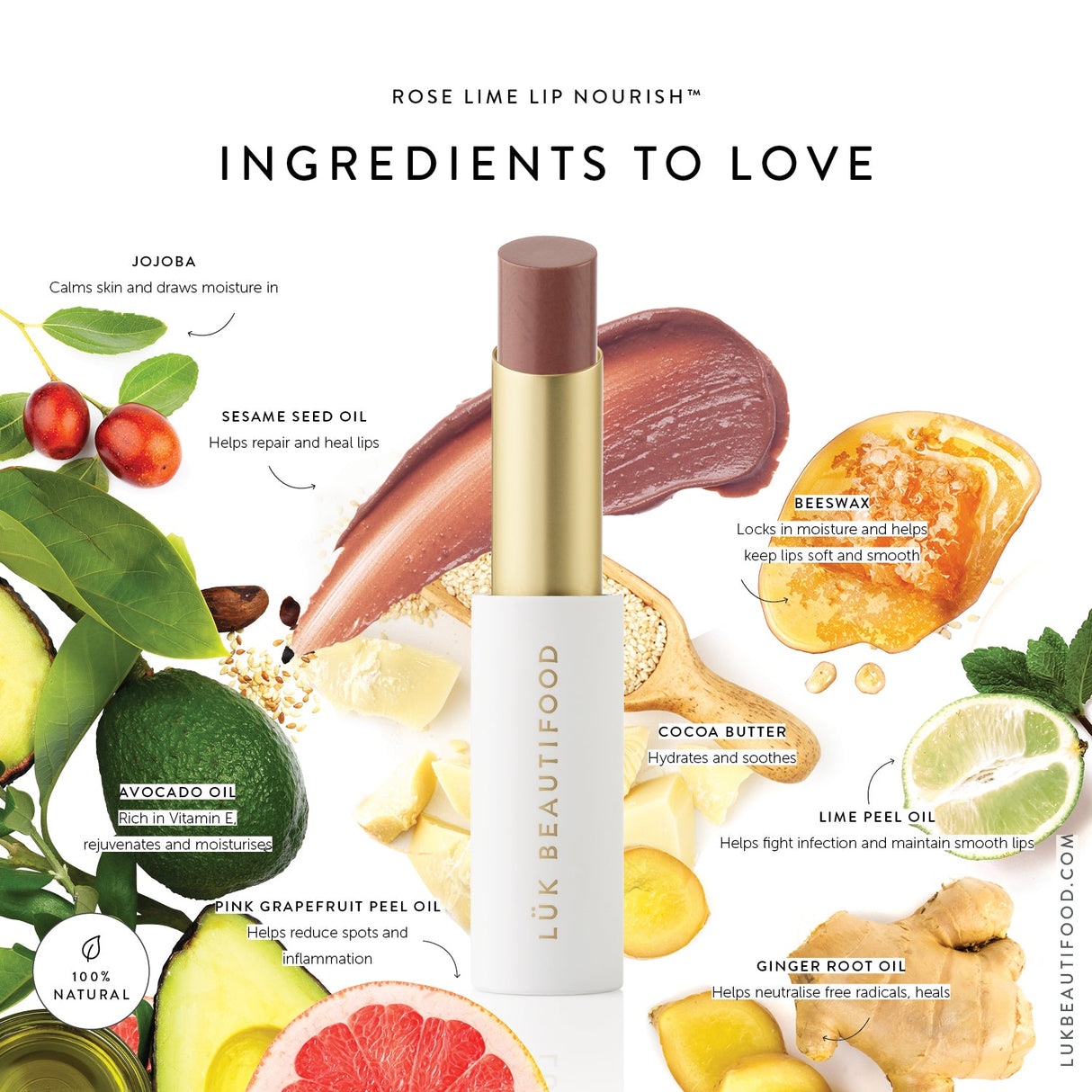 Lük beautifood Lip Nourish - Rose Lime