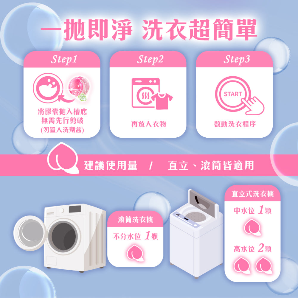 Sea Mild Peach-Shaped Enzymes Laundry Pods (40 pcs) Late Oct Preorder