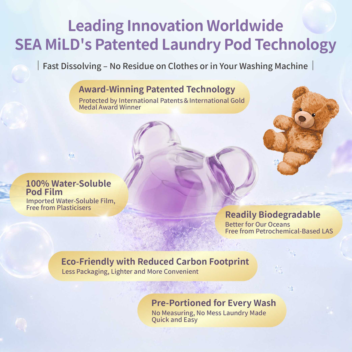 Sea Mild Teddy Antibacterial Enzymes Laundry Pods (5g x 30 pcs)