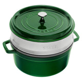 Staub Cocotte Round 26cm Basil Green w/s steamer (Mid Feb Preorder)