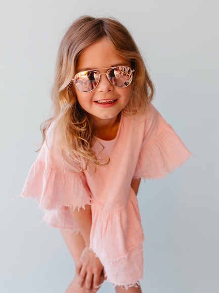 Eyetribe Frankie Ray Kid Sunglasses - Jet Aviator Rose Gold (3 years+)