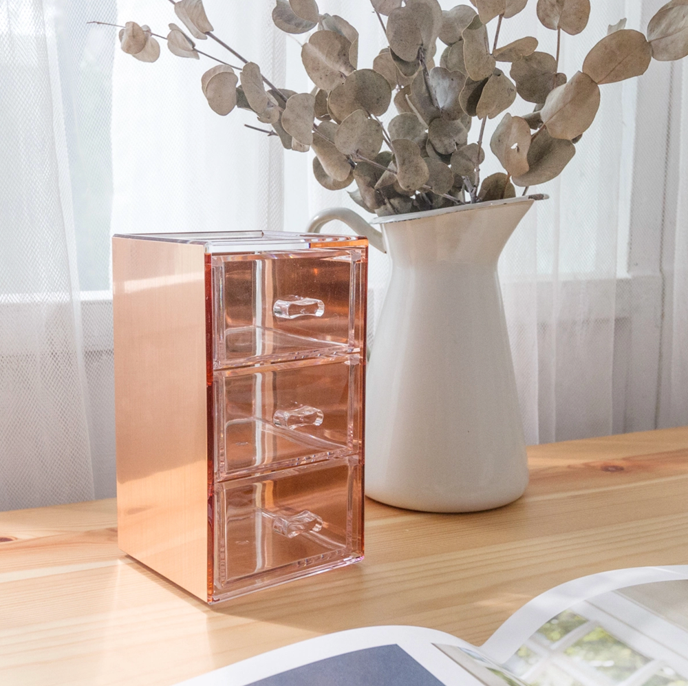 Moosy Life Rose Gold Acrylic Jewelry Organizer Box (Magic Mirror